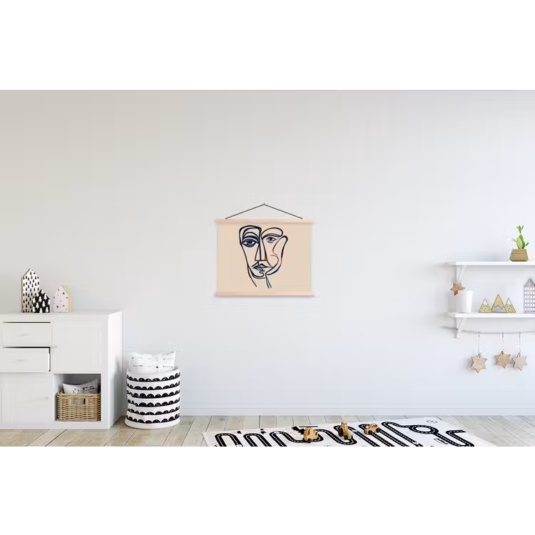 Schoolplaat - Minimalistisch - Lijnillustratie - Beige - Donkerblauw — 3