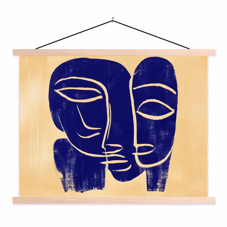 Schoolplaat - Okergeel - Blauw - Eenvoudige lijnen — 1