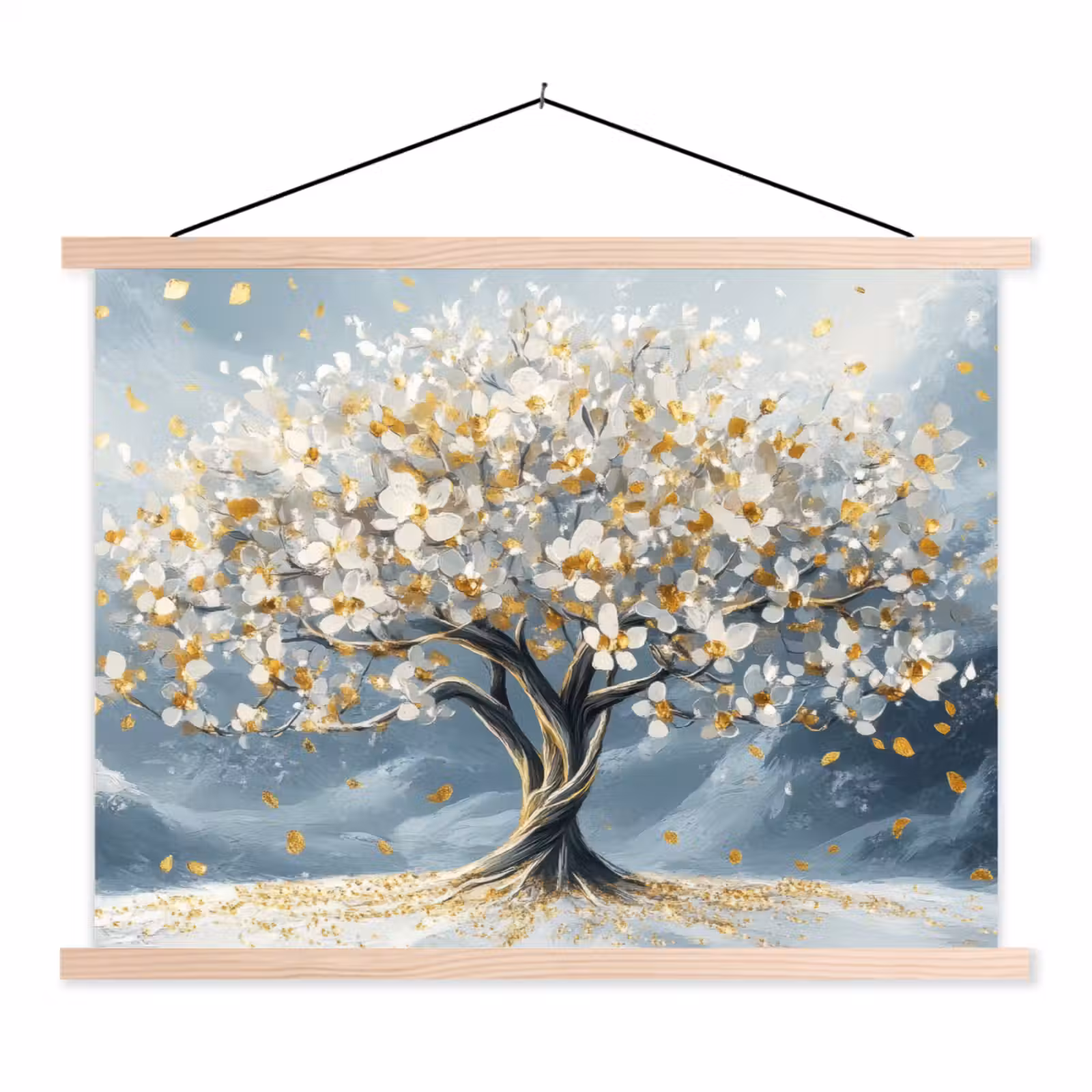 Schoolplaat - Boom - Winter - Levensboom - Modern - Goud — 1