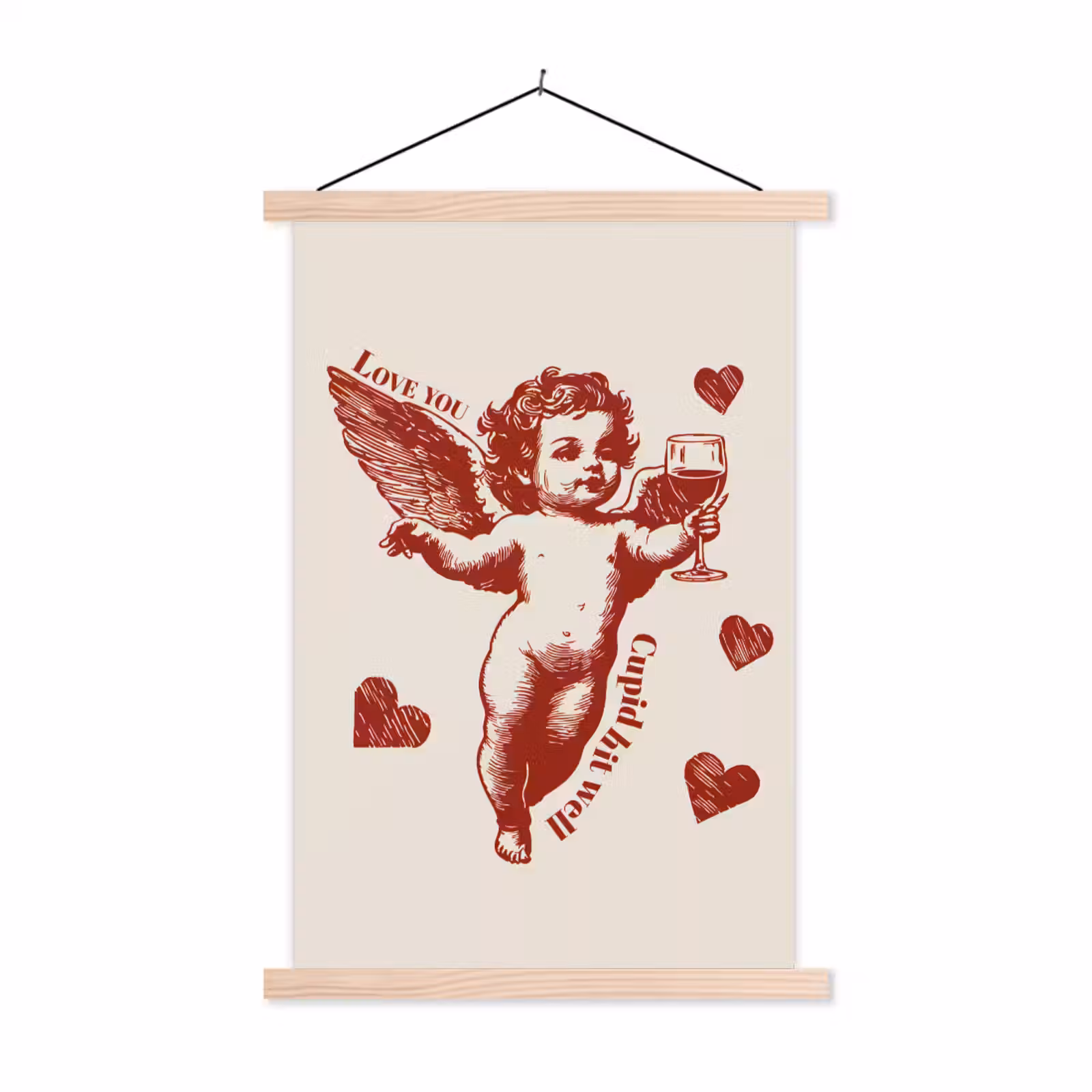 Schoolplaat - Cupido - Hartjes - Rood - Klassiek — 1