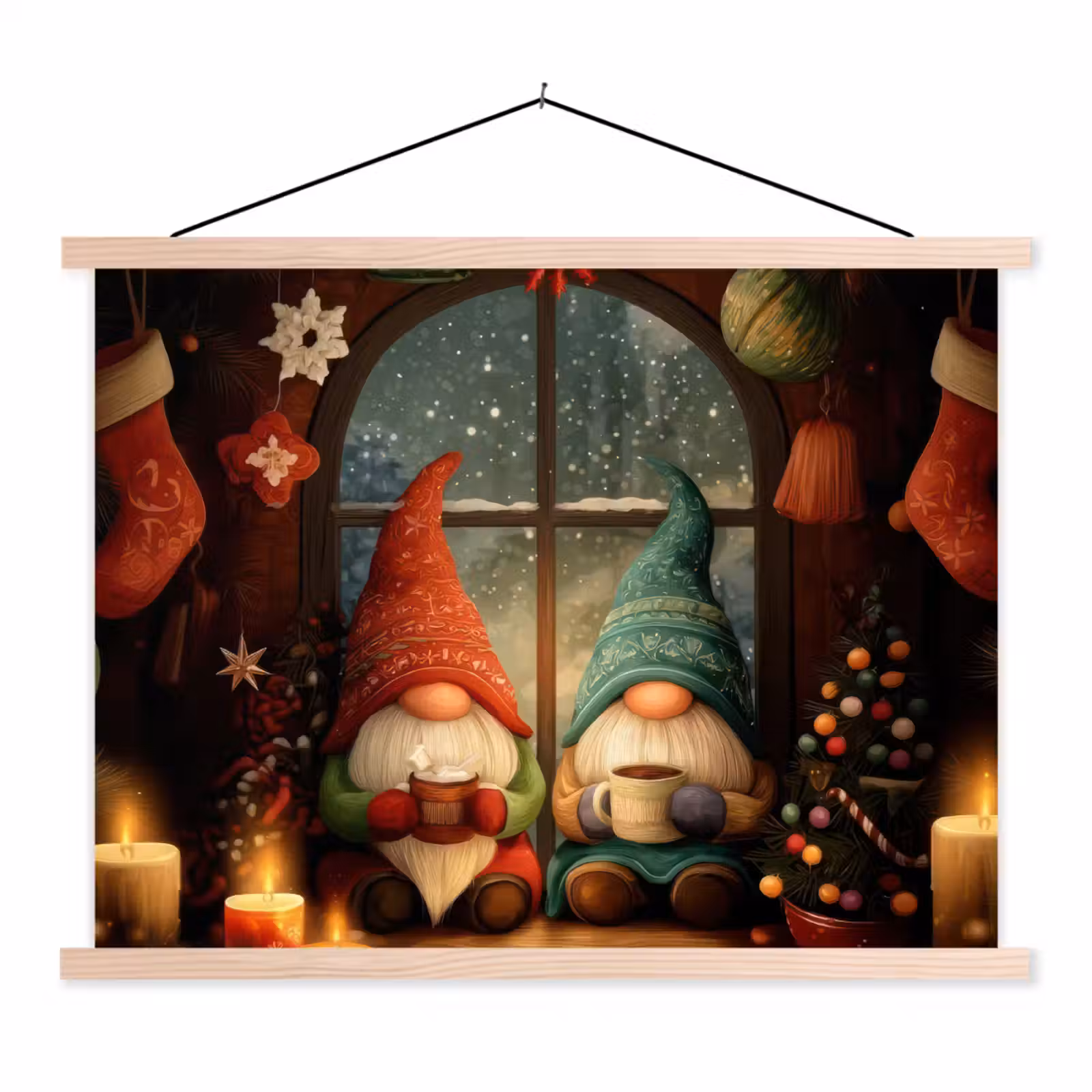 Schoolplaat - Gnooms - Kerst - Raam - Kleurrijk — 1