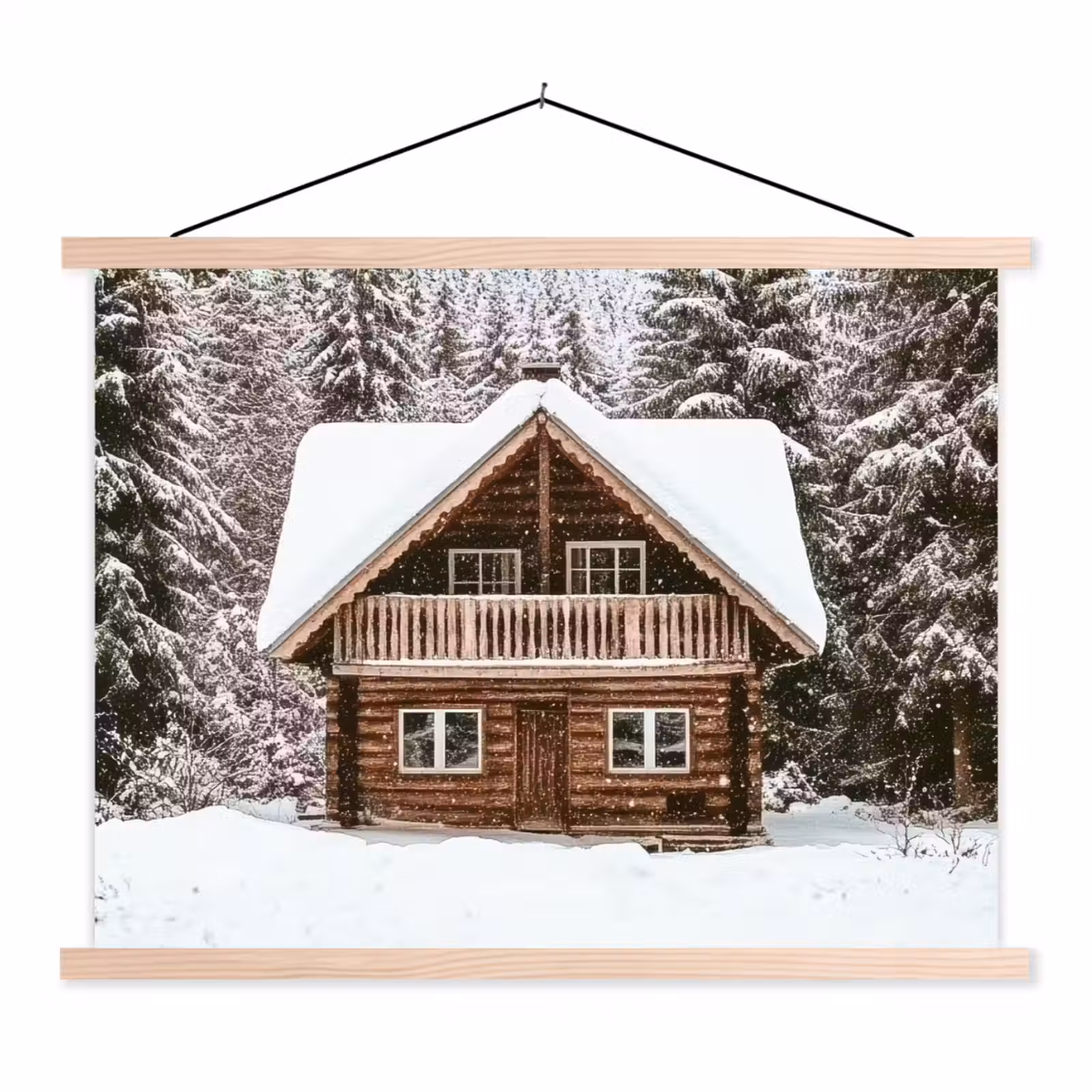 Schoolplaat - Huis - Bos - Winter - Natuur - Sneeuw — 1