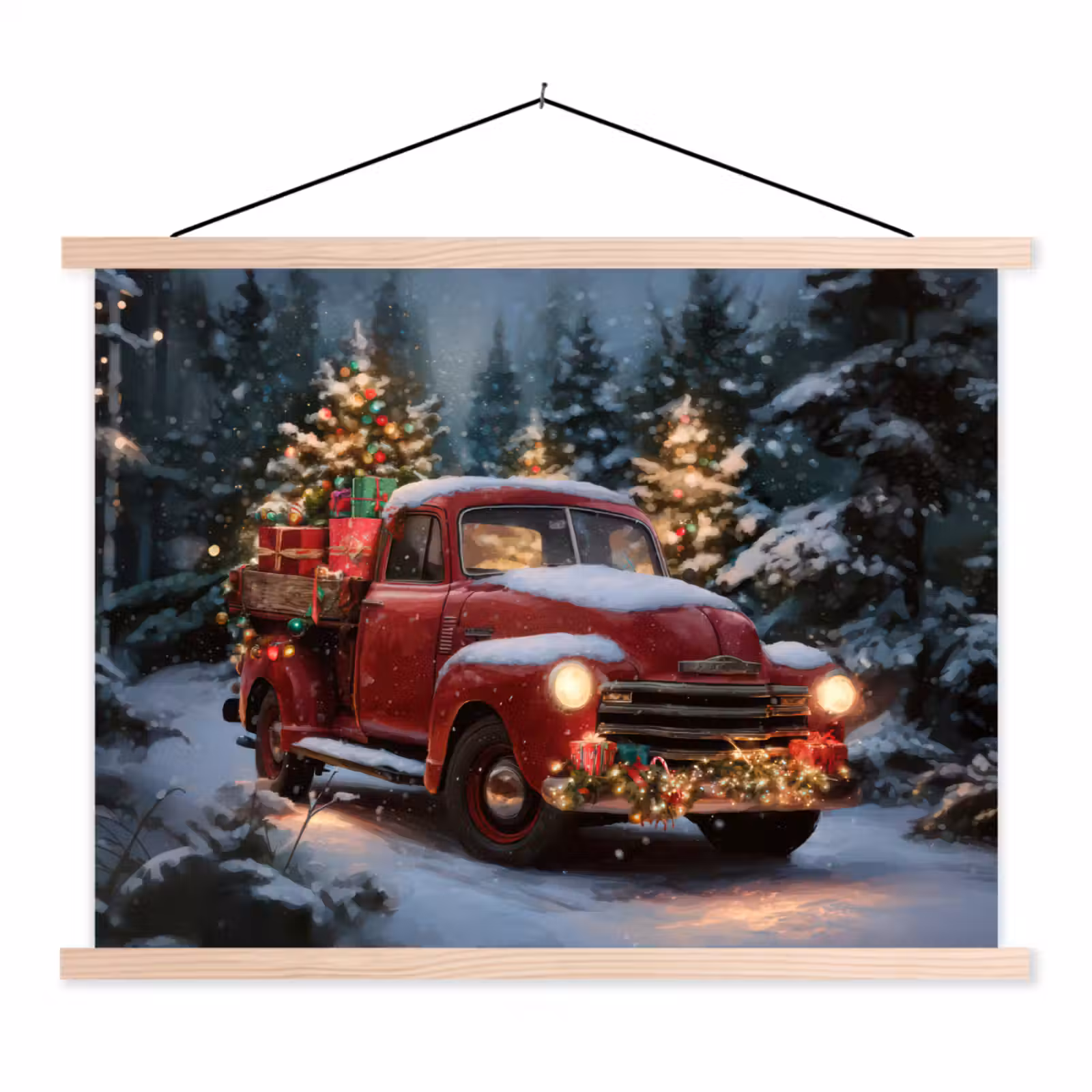 Schoolplaat - Kersttruck - Sneeuwbos - Rood — 1