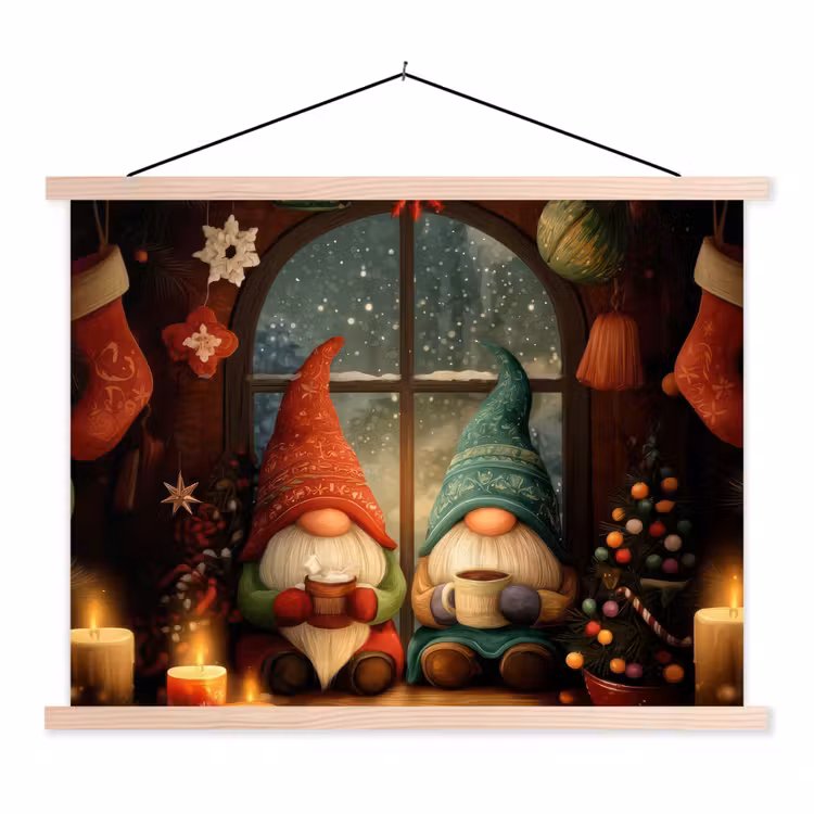Schoolplaat - Gnooms - Kerst - Raam - Kleurrijk — 1