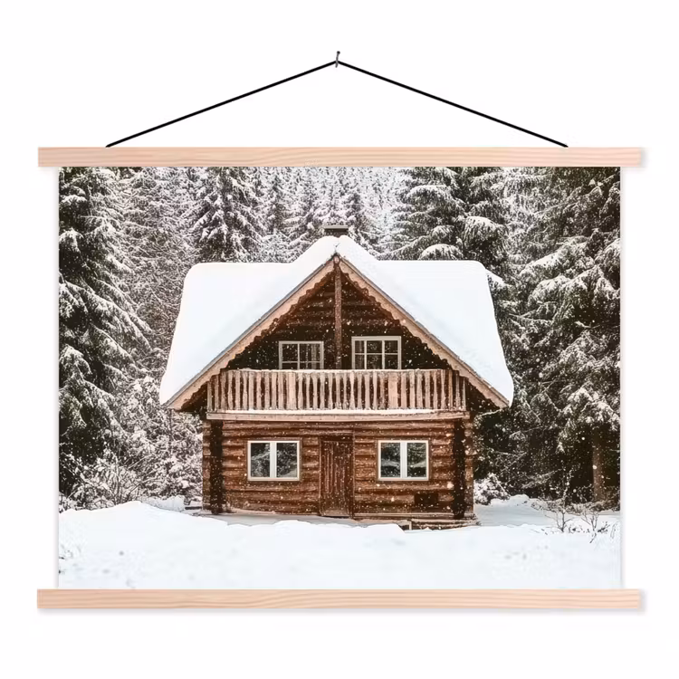 Schoolplaat - Huis - Bos - Winter - Natuur - Sneeuw — 1