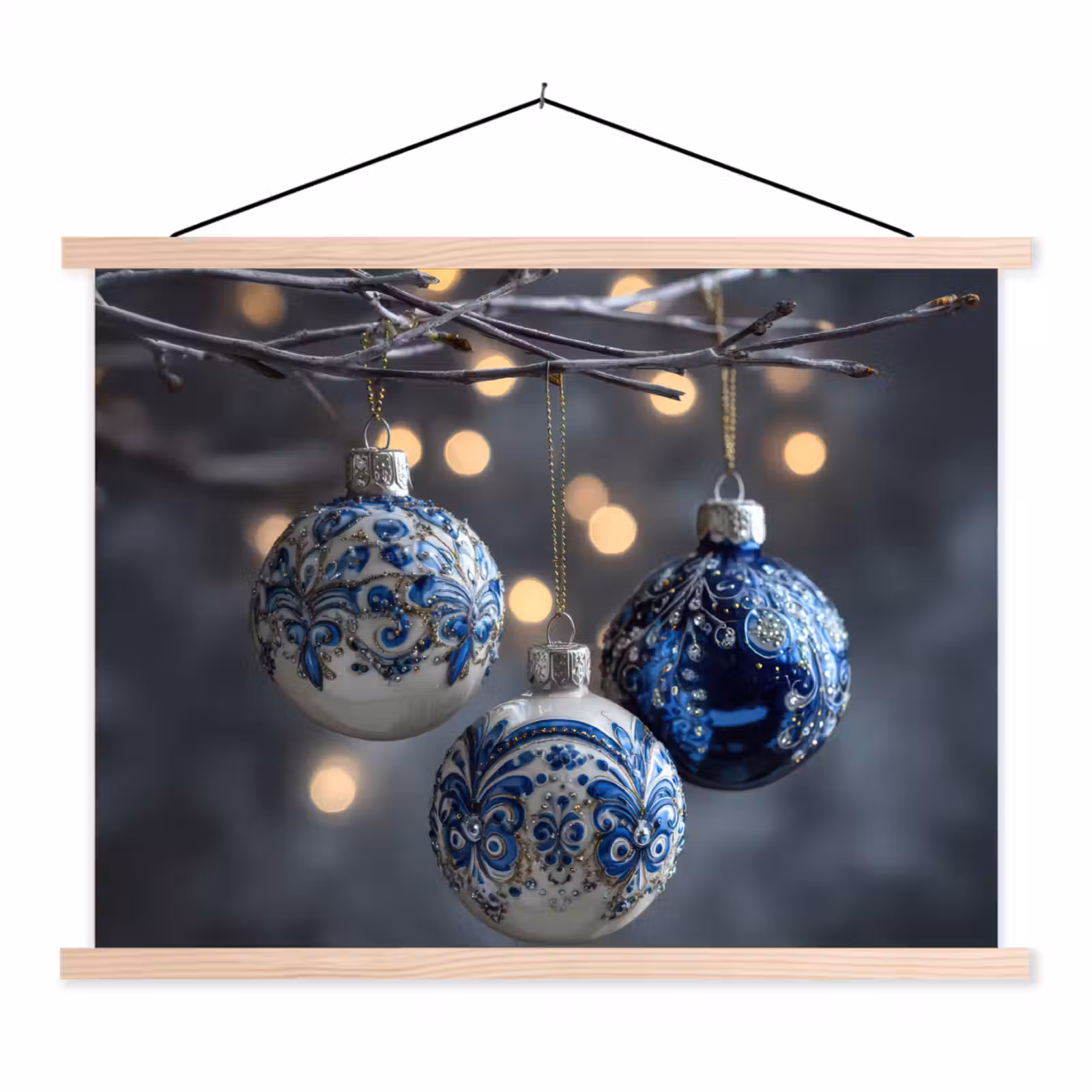 Schoolplaat - Kerstbal - Versierd - Blauw — 1
