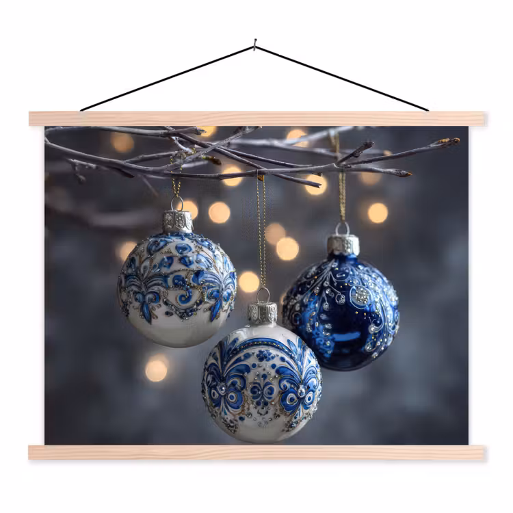 Schoolplaat - Kerstbal - Versierd - Blauw — 1