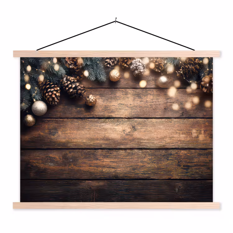 Schoolplaat - Kerstdecoratie - Houten - Dennenappel - Bruin — 1