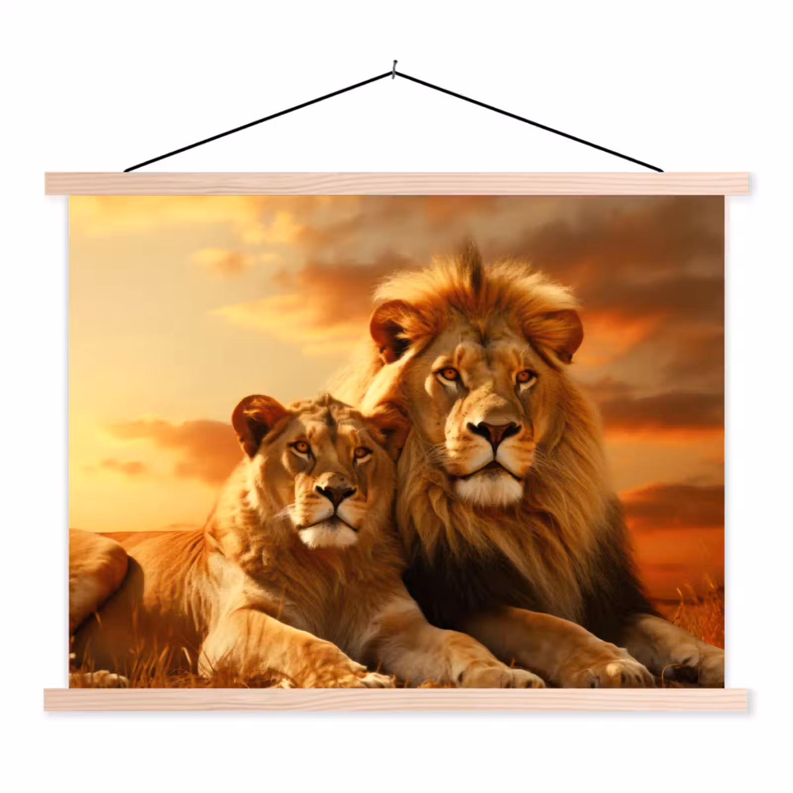 Schoolplaat - Leeuwen - Zonsondergang - Afrika - Savanne - Dieren — 1