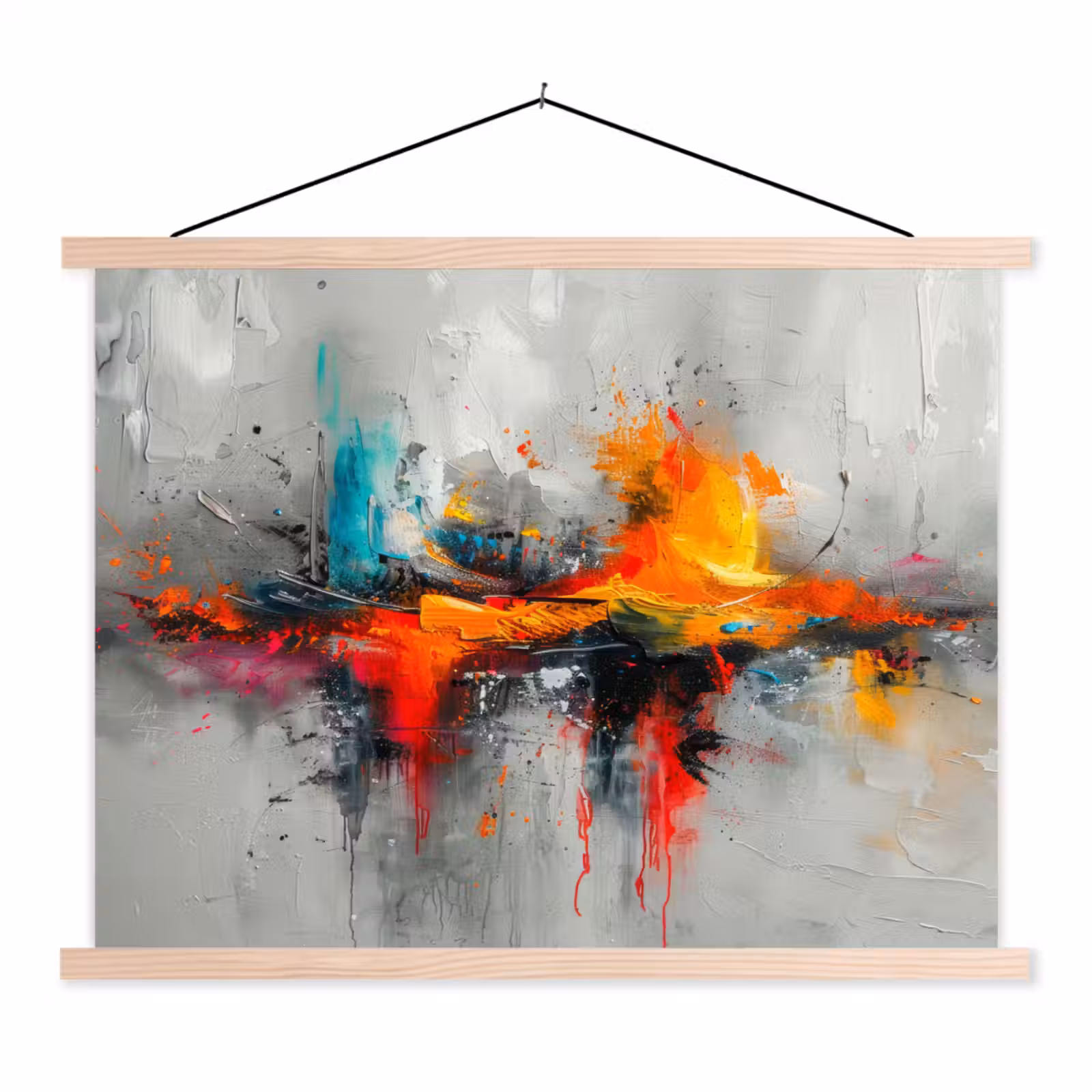 Schoolplaat - Moderne kunst - Oranje - Grijs - Abstract — 1
