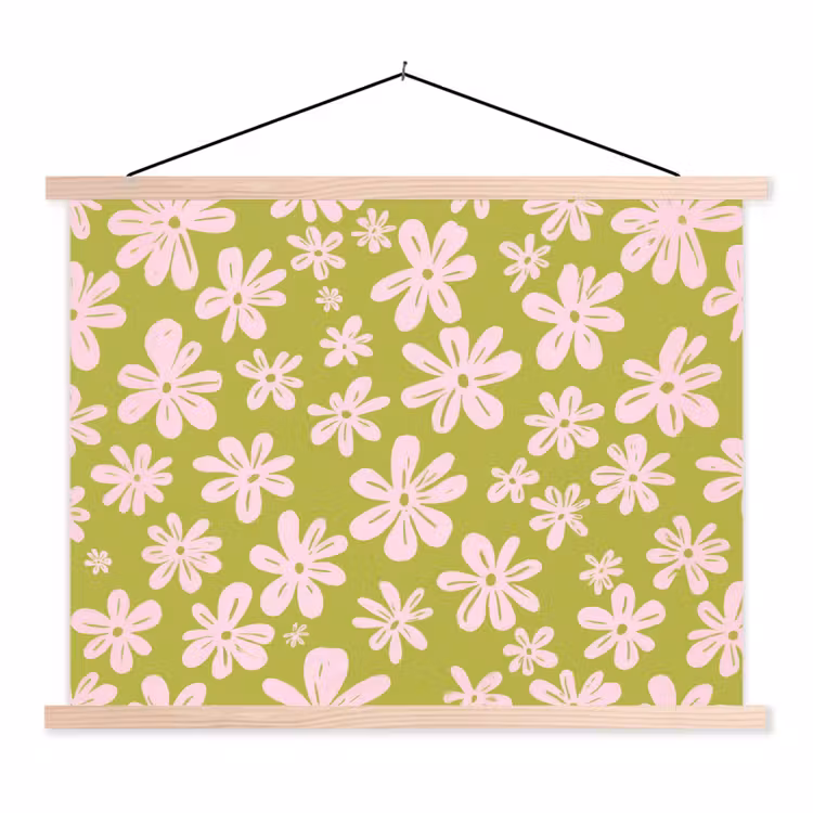 Schoolplaat - Bloemen - Roze - Getekend - Patroon — 1