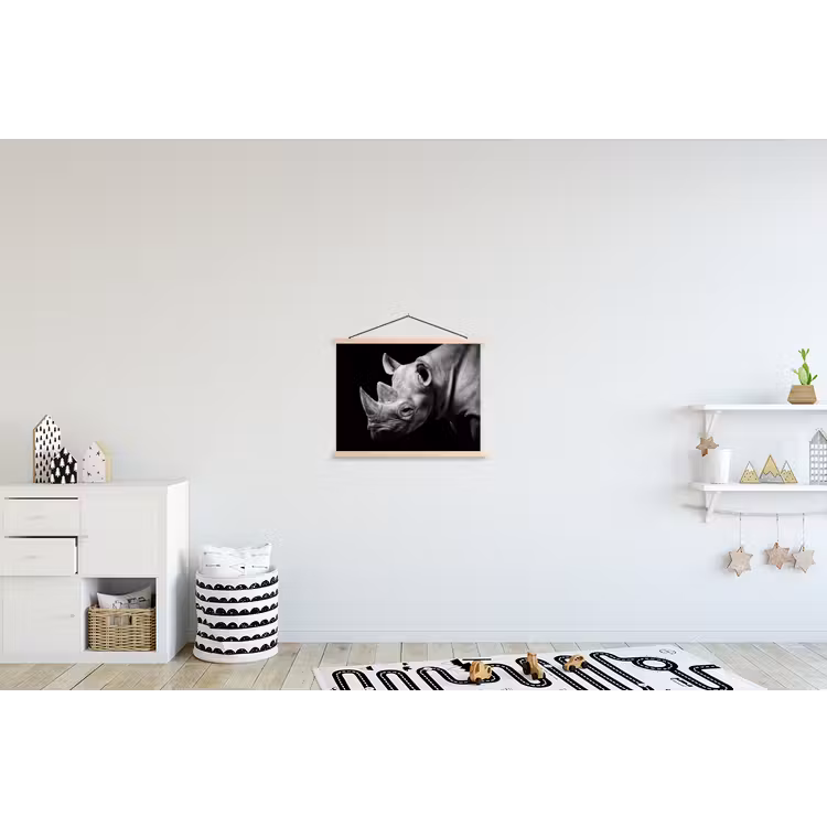 Schoolplaat - Dieren - Neushoorn - Zwart - Wit - Portret — 3