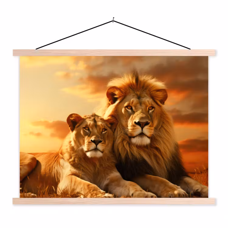 Schoolplaat - Leeuwen - Zonsondergang - Afrika - Savanne - Dieren — 1