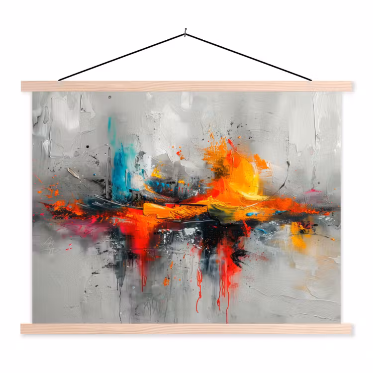 Schoolplaat - Moderne kunst - Oranje - Grijs - Abstract — 1