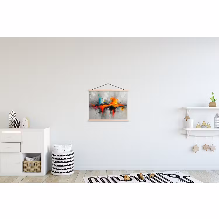 Schoolplaat - Moderne kunst - Oranje - Grijs - Abstract — 3