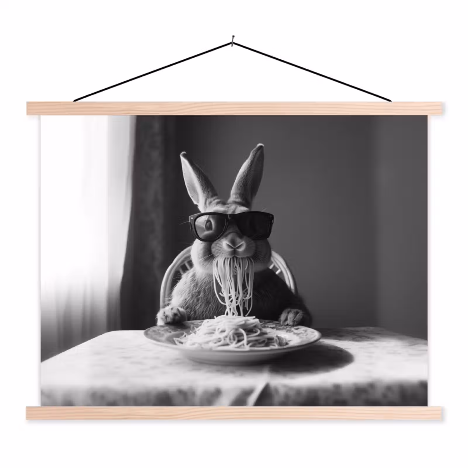 Schoolplaat - Konijn - Bunny - Zonnebril - Tafelkleed - Pasta - Schattig — 1