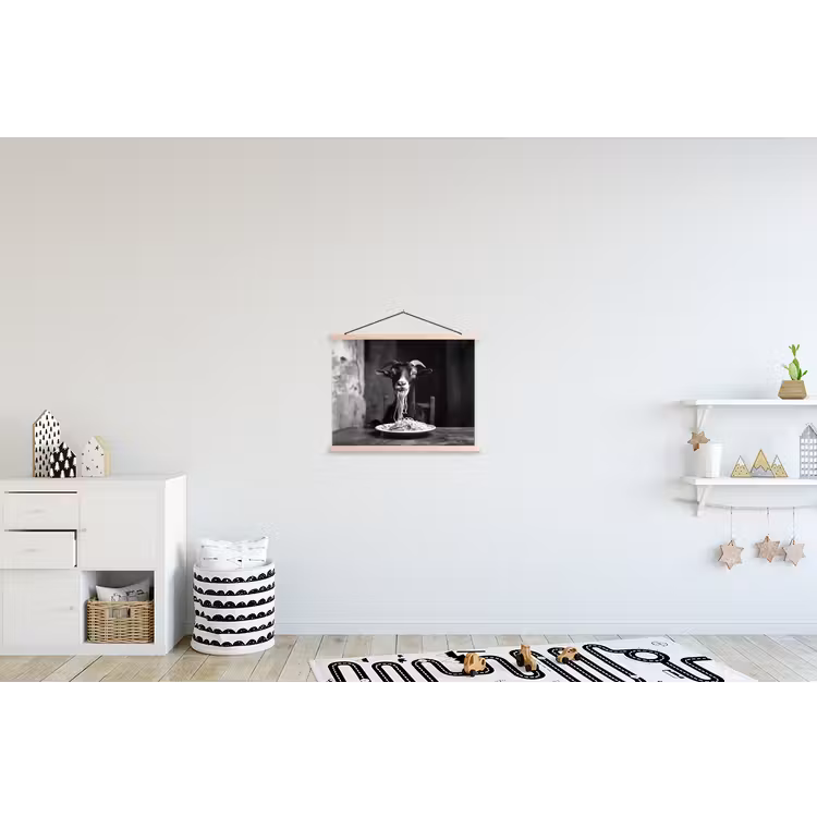 Schoolplaat - Geit - Bord - Spaghetti - Zwart Wit — 3
