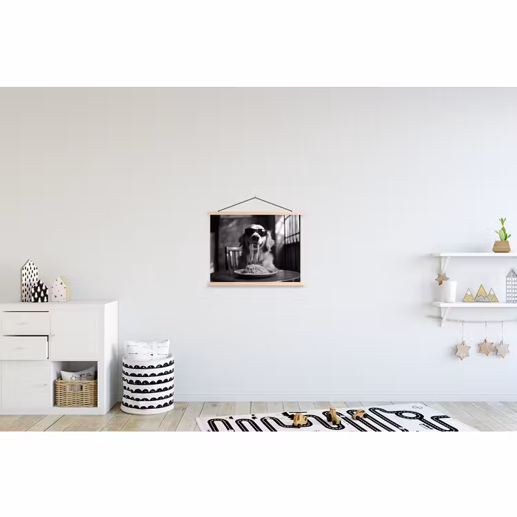Schoolplaat - Golden Retriever - Hond - Vrolijk - Bord spaghetti - Zwart - wit — 3