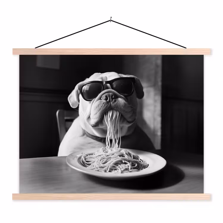 Schoolplaat - Hond - Bulldog - Pasta - Bril - Stoer - Dieren — 1