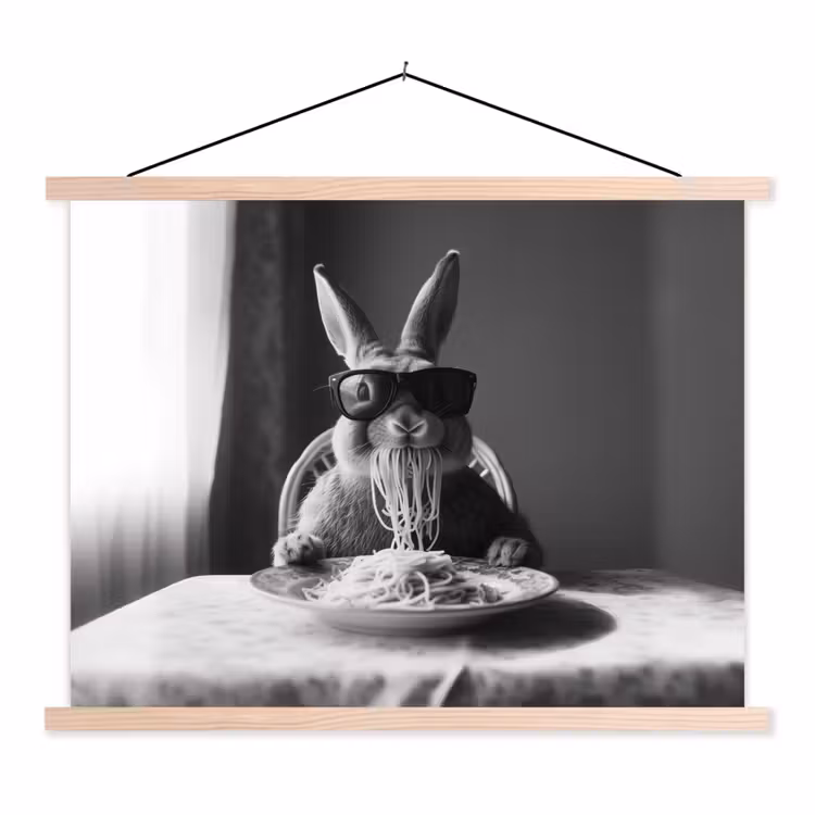 Schoolplaat - Konijn - Bunny - Zonnebril - Tafelkleed - Pasta - Schattig — 1