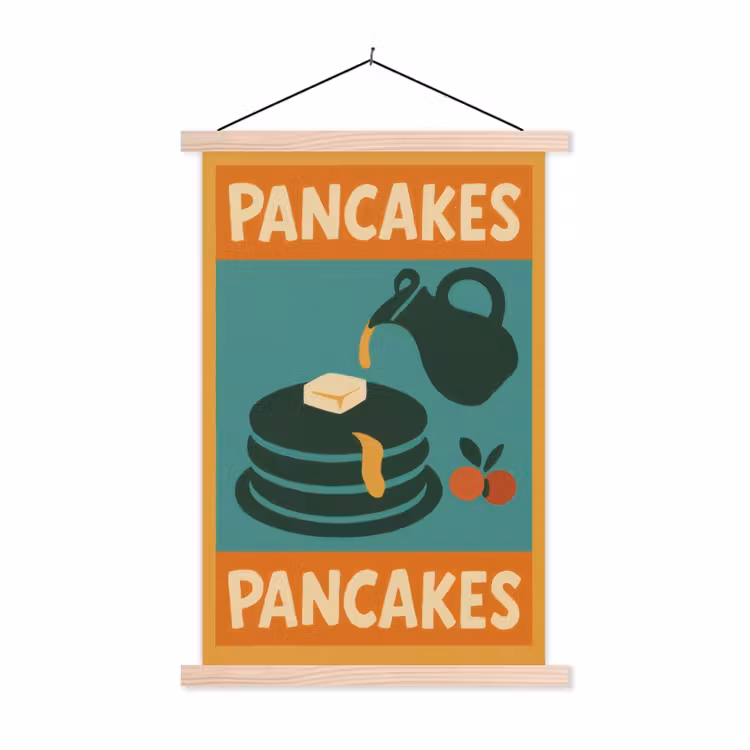 Schoolplaat - Pannenkoeken - Siroop - Illustratie - Oranje — 1