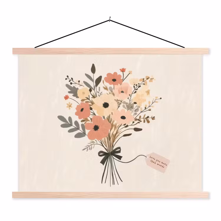 Schoolplaat - Bloemen - Quote - Beige - Lint — 1