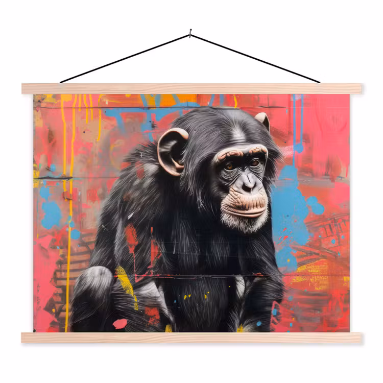 Schoolplaat - Graffiti - Chimpansee - Dieren - Street art - Banksy — 1