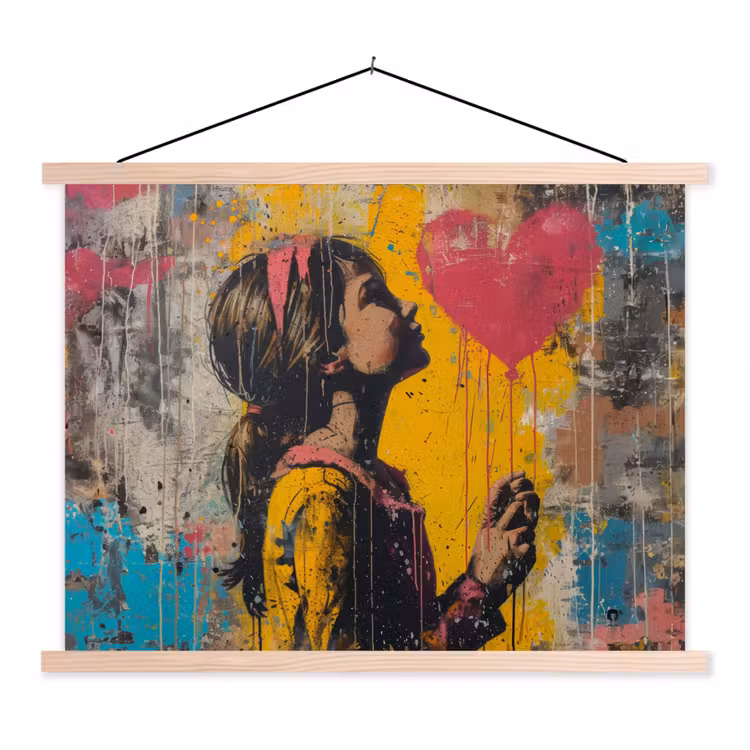 Schoolplaat - Graffiti - Meisje - Ballon - Street art — 1
