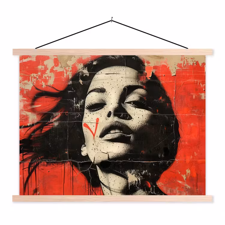 Schoolplaat - Graffiti - Vrouw - Rood - Street art - Banksy — 1