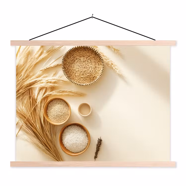 Schoolplaat - Granen - Hout - Kom - Beige — 1
