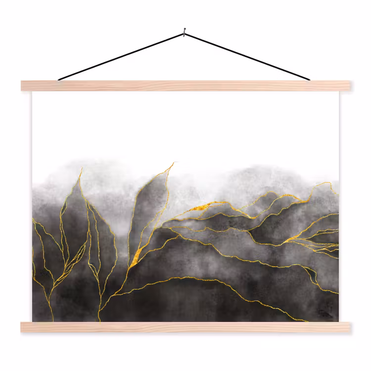 Schoolplaat - Marmer - Zwart - Goud - Luxe - Marmerlook — 1