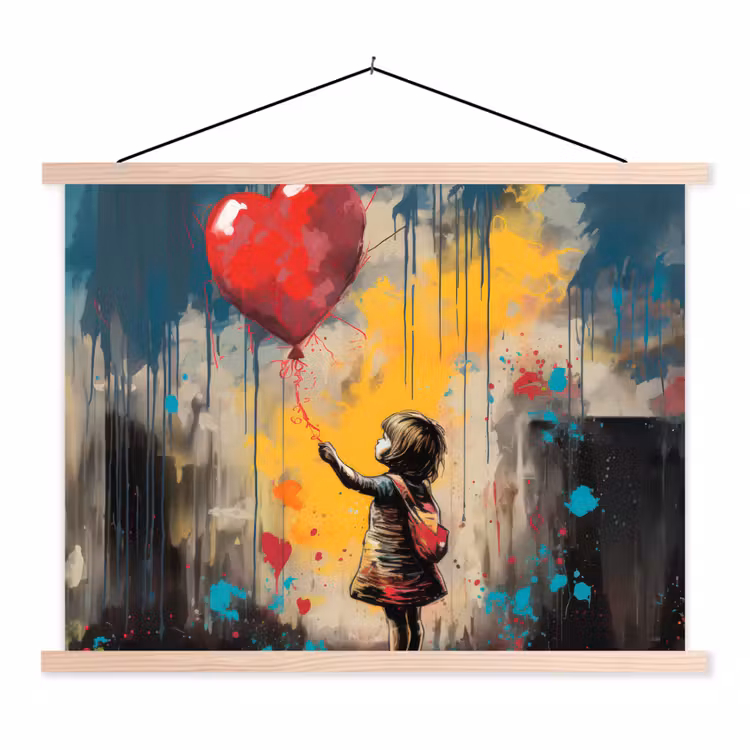 Schoolplaat - Meisje - Ballon - Hart - Graffiti — 1
