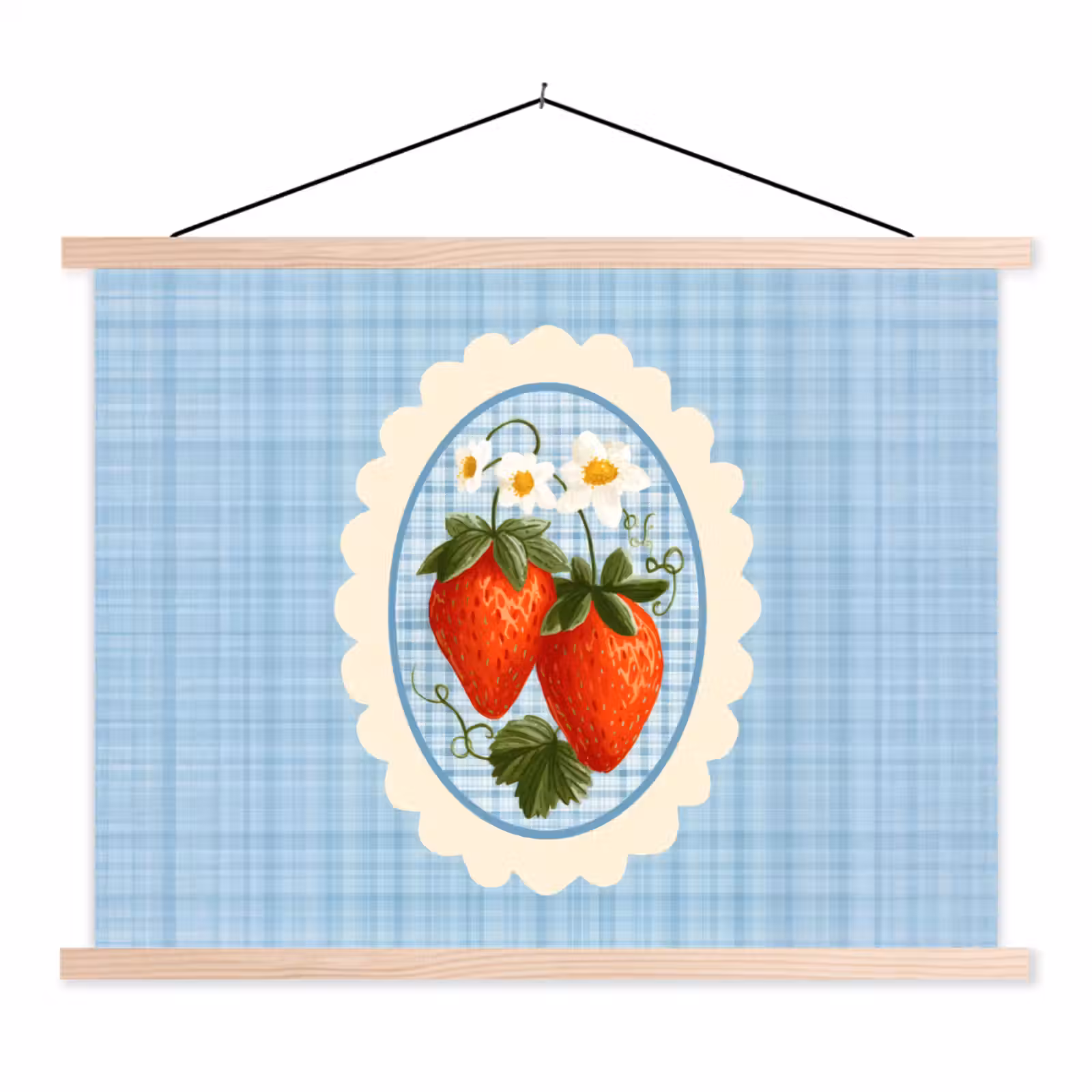 Schoolplaat - Aardbeien - Lijst - Rood - Geruit — 1