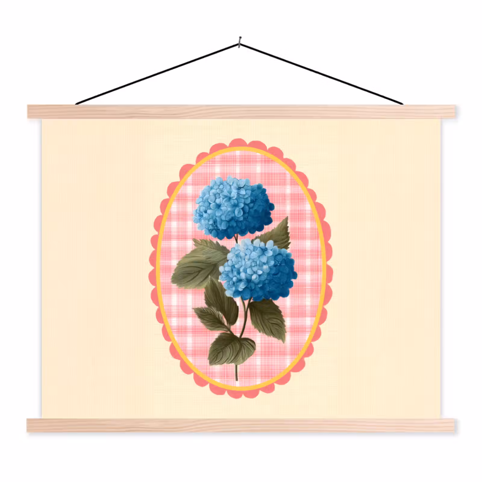 Schoolplaat - Bloemen - Blauw - Lijst - Bladeren — 1