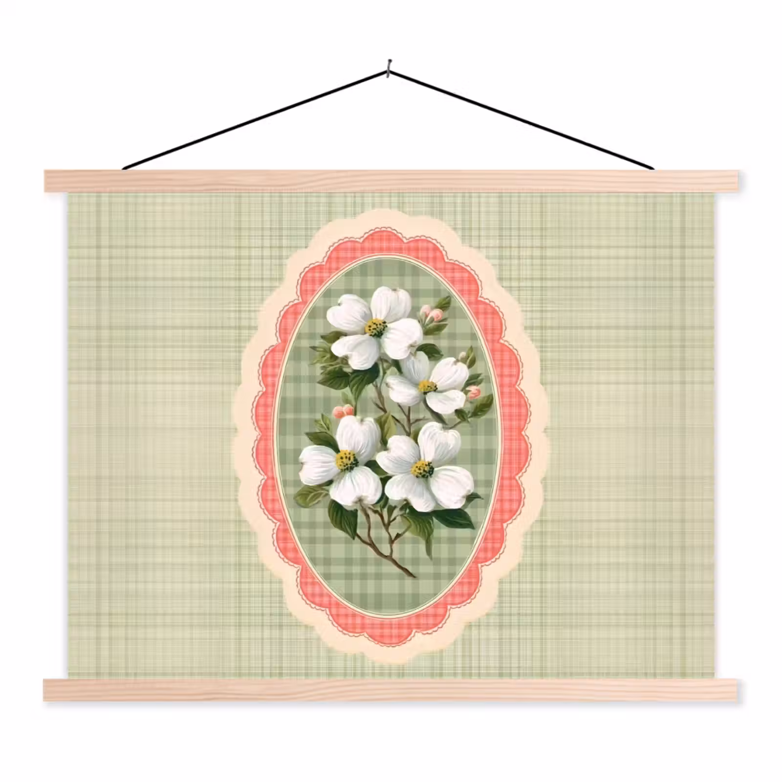 Schoolplaat - Bloemen - Illustratie - Geruit - Groen — 1
