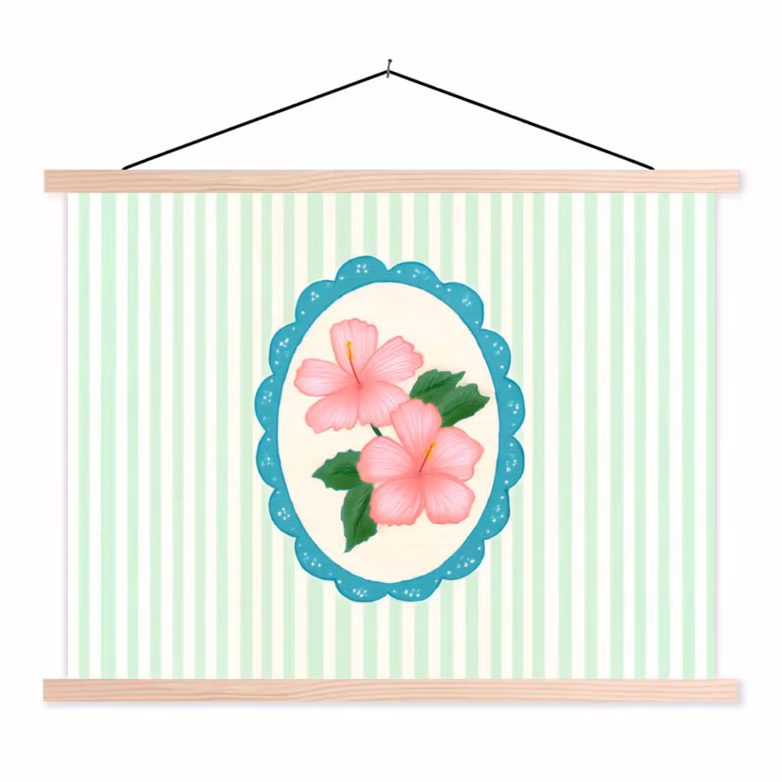 Schoolplaat - Bloemen - Ovaal - Strepen - Groen — 1