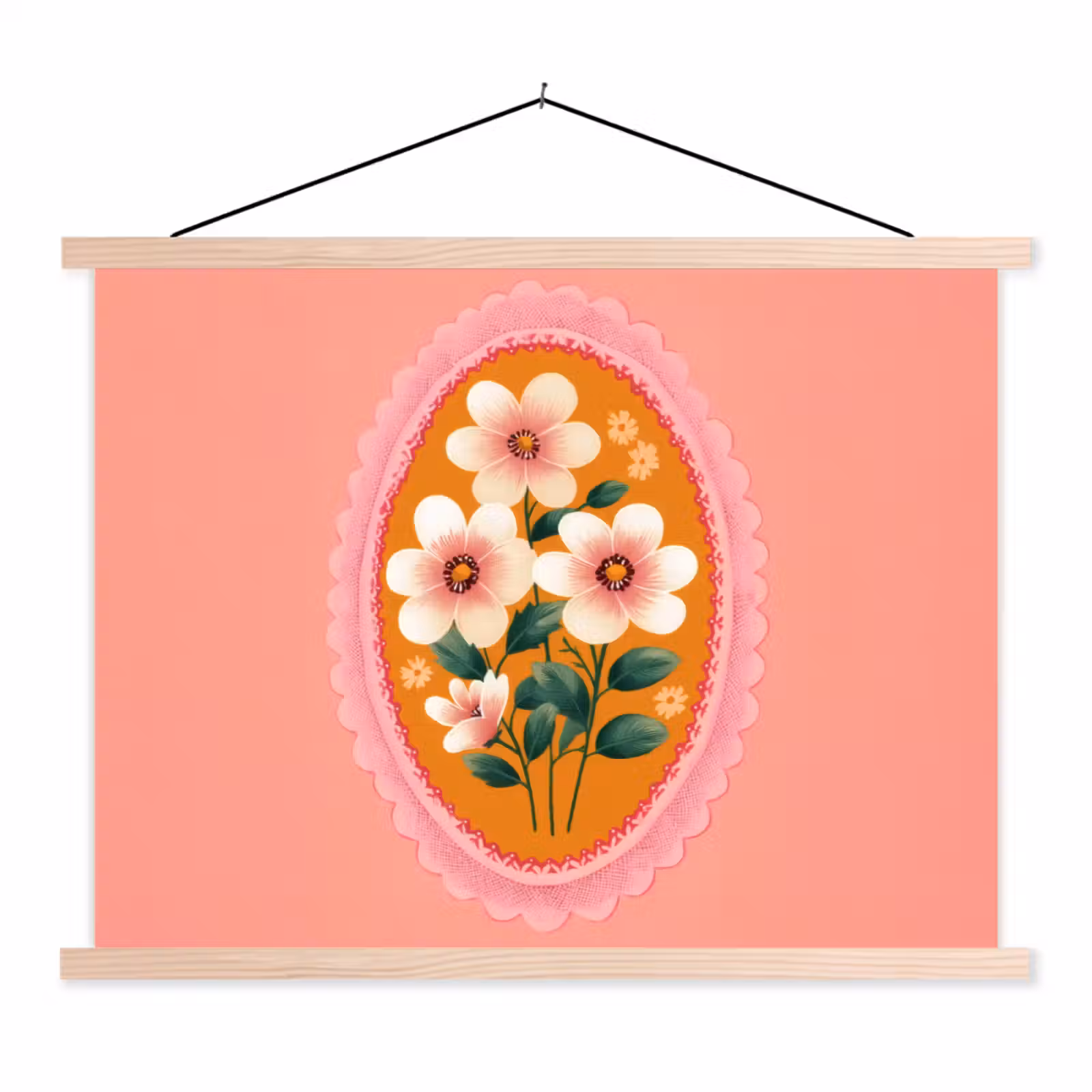 Schoolplaat - Illustratie - Bloemen - Rand - Roze — 1
