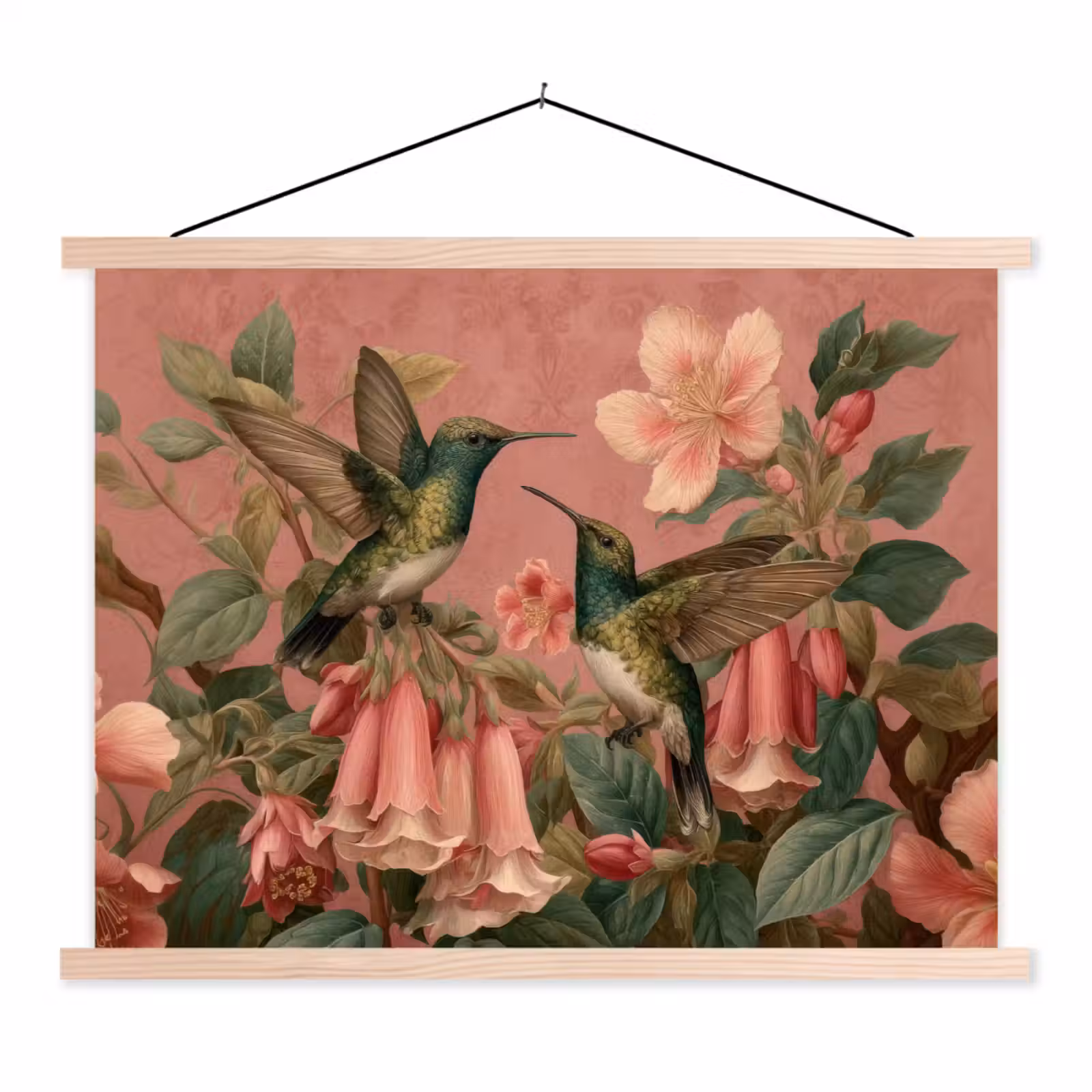 Schoolplaat - Kolibries - Bloemen - Groen - Roze — 1
