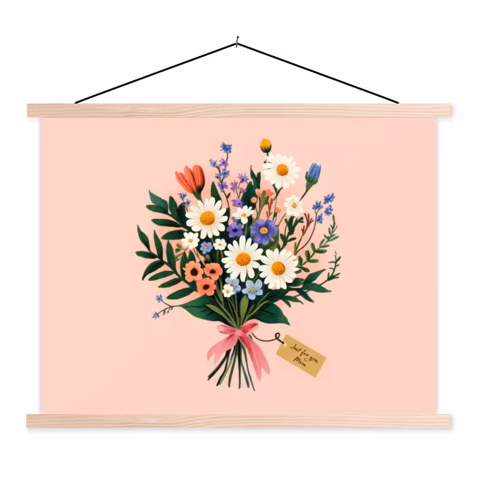 Schoolplaat - Margrieten - Boeket - Strikje - Roze — 1