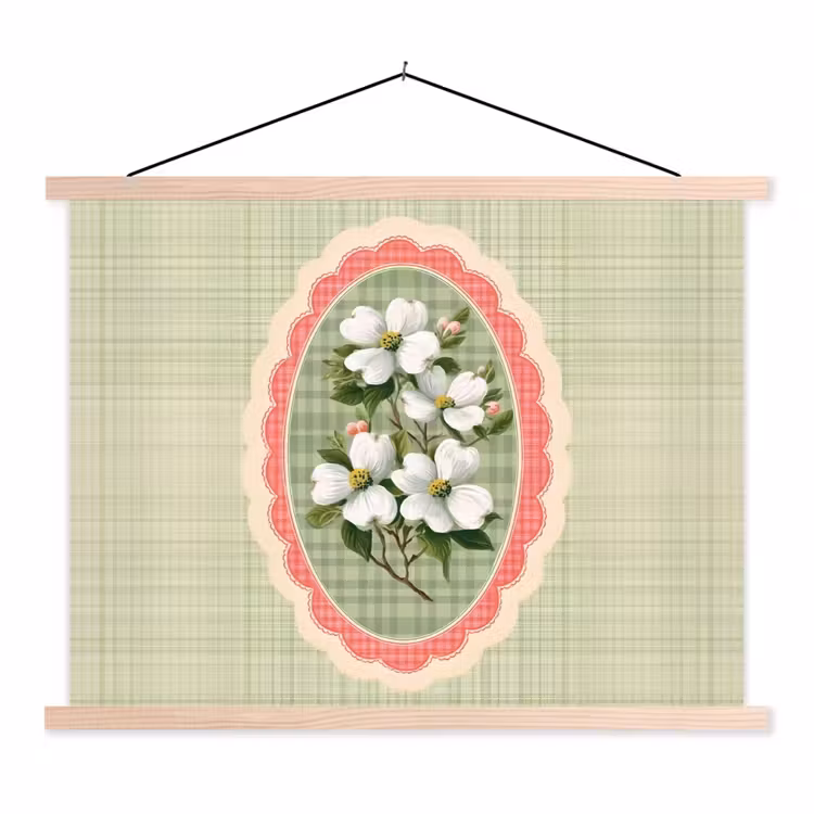 Schoolplaat - Bloemen - Illustratie - Geruit - Groen — 1