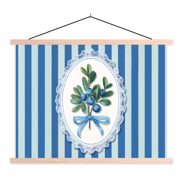Schoolplaat - Illustratie - Bessen - Blauw - Strepen — 1