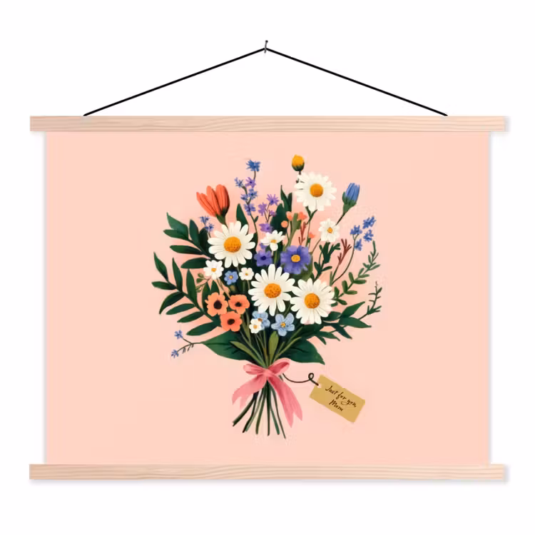Schoolplaat - Margrieten - Boeket - Strikje - Roze — 1