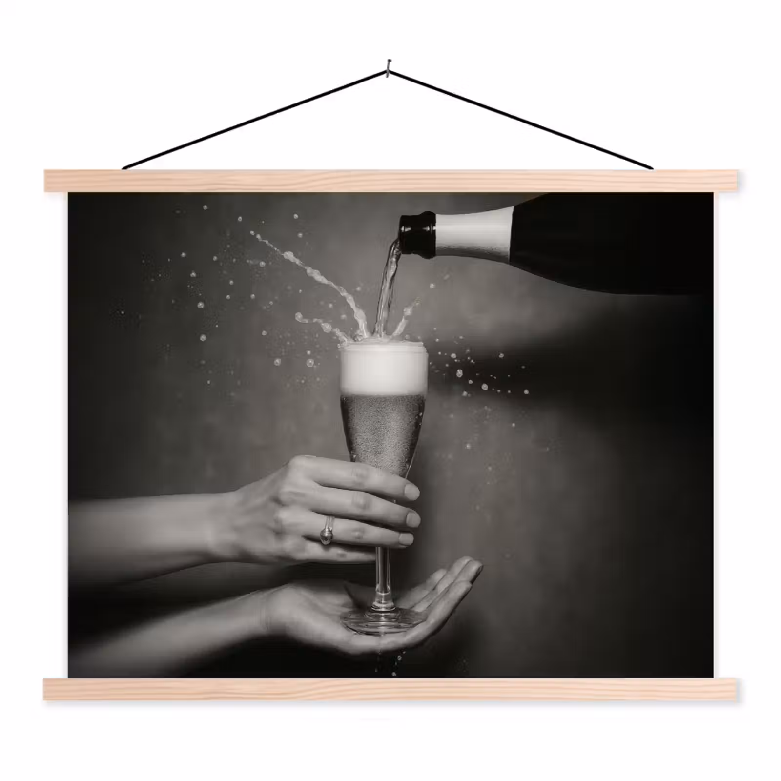 Schoolplaat - Champagnefles - Glas - Minimalistisch - Spetters — 1