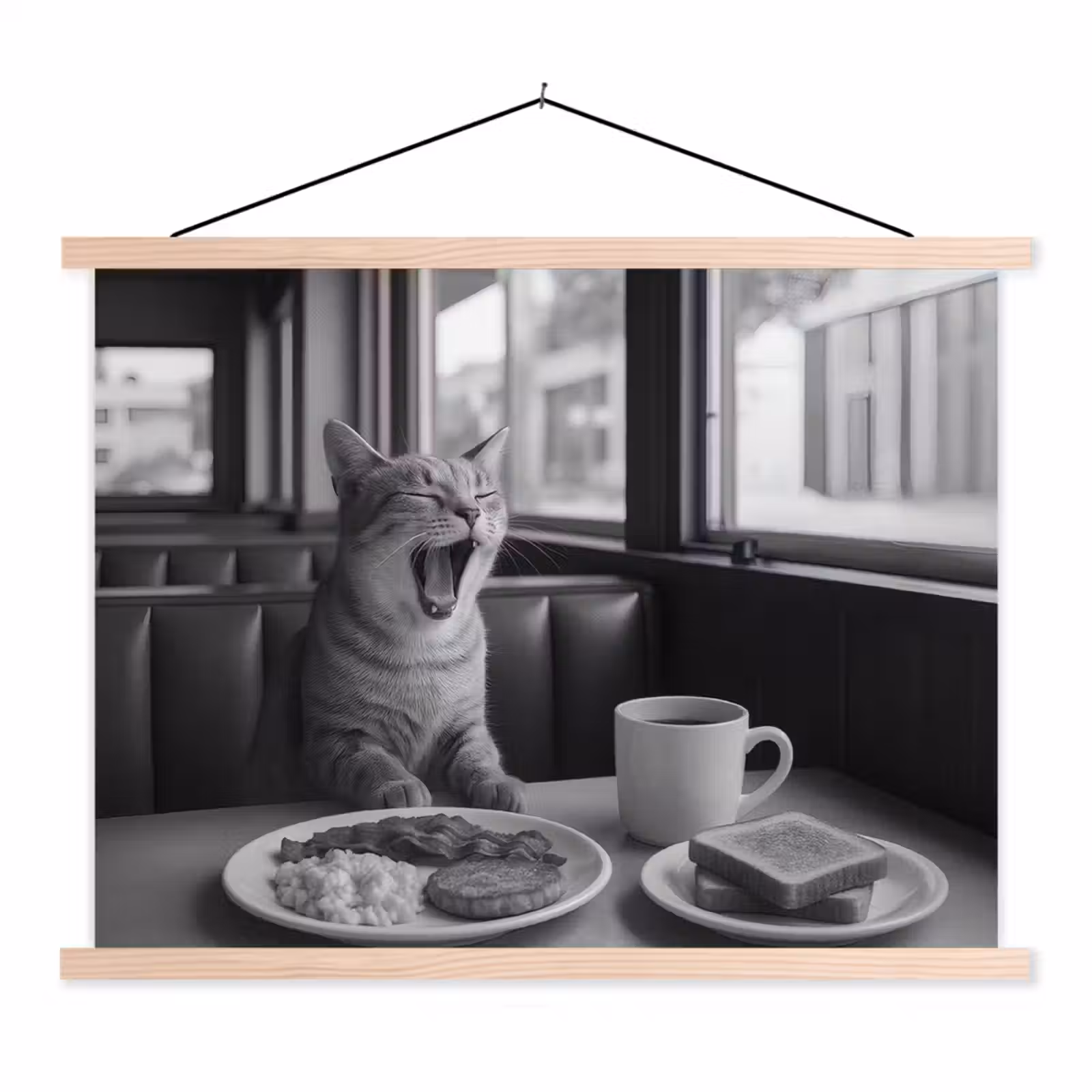 Schoolplaat - Kat - Koffie - Brood - Zwart — 1