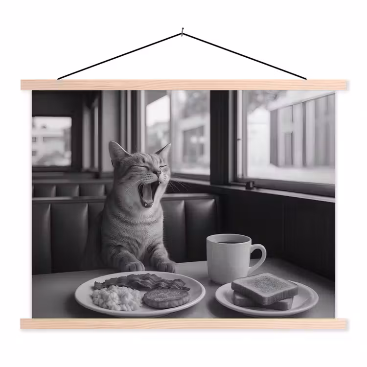 Schoolplaat - Kat - Koffie - Brood - Zwart — 1