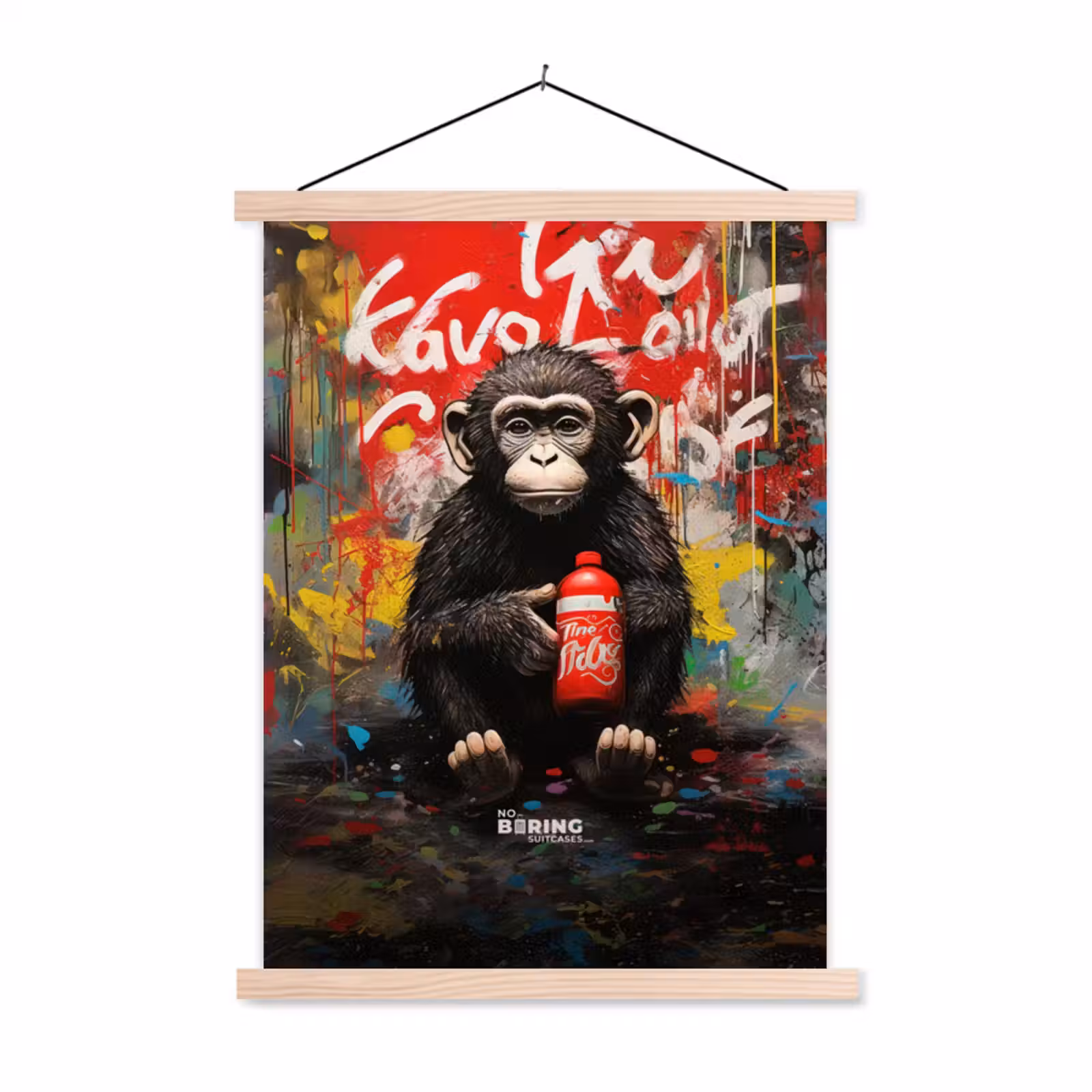 Schoolplaat - Chimpansee voor graffiti muur — 1