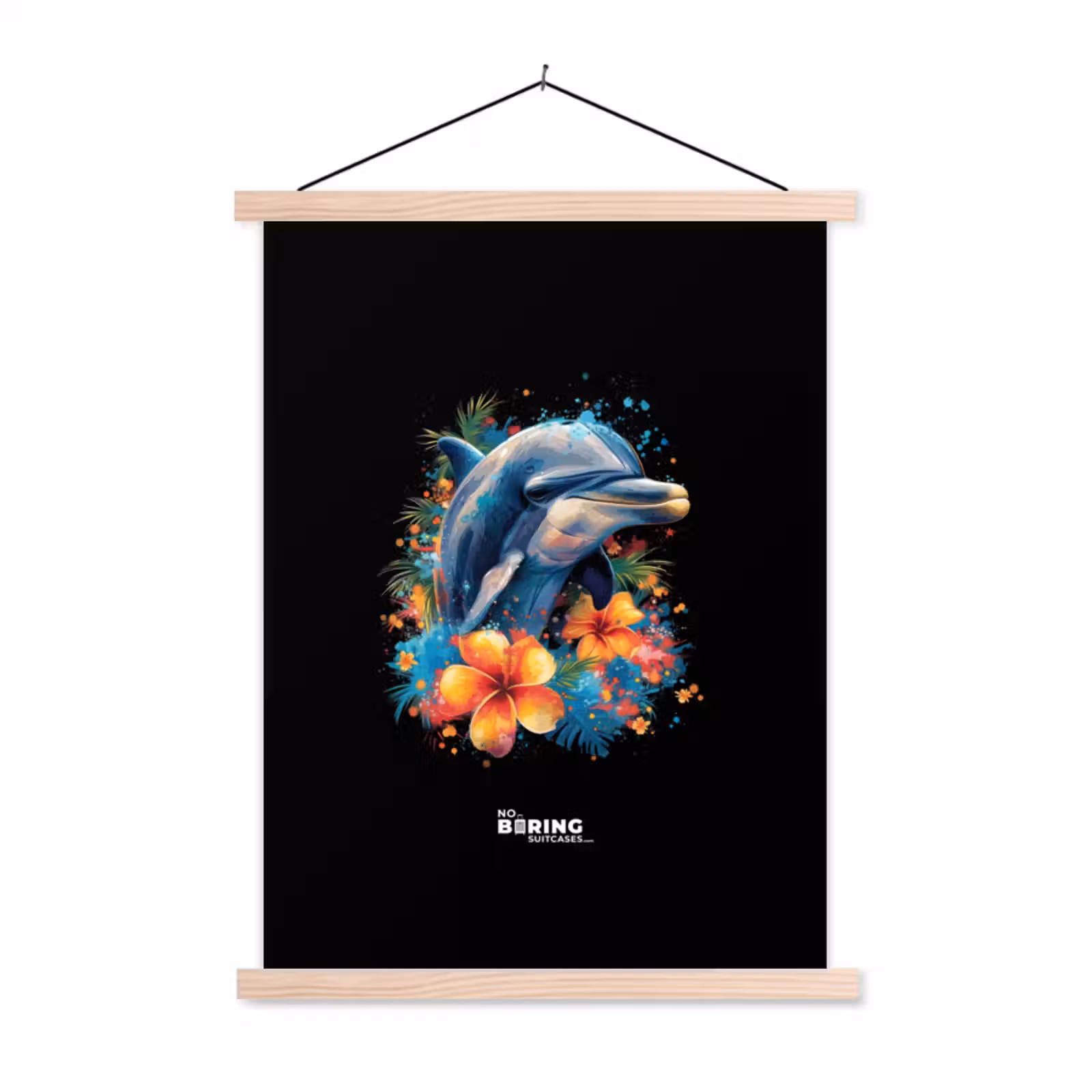 Schoolplaat - Dolfijn te midden van graffiti bloemen — 1