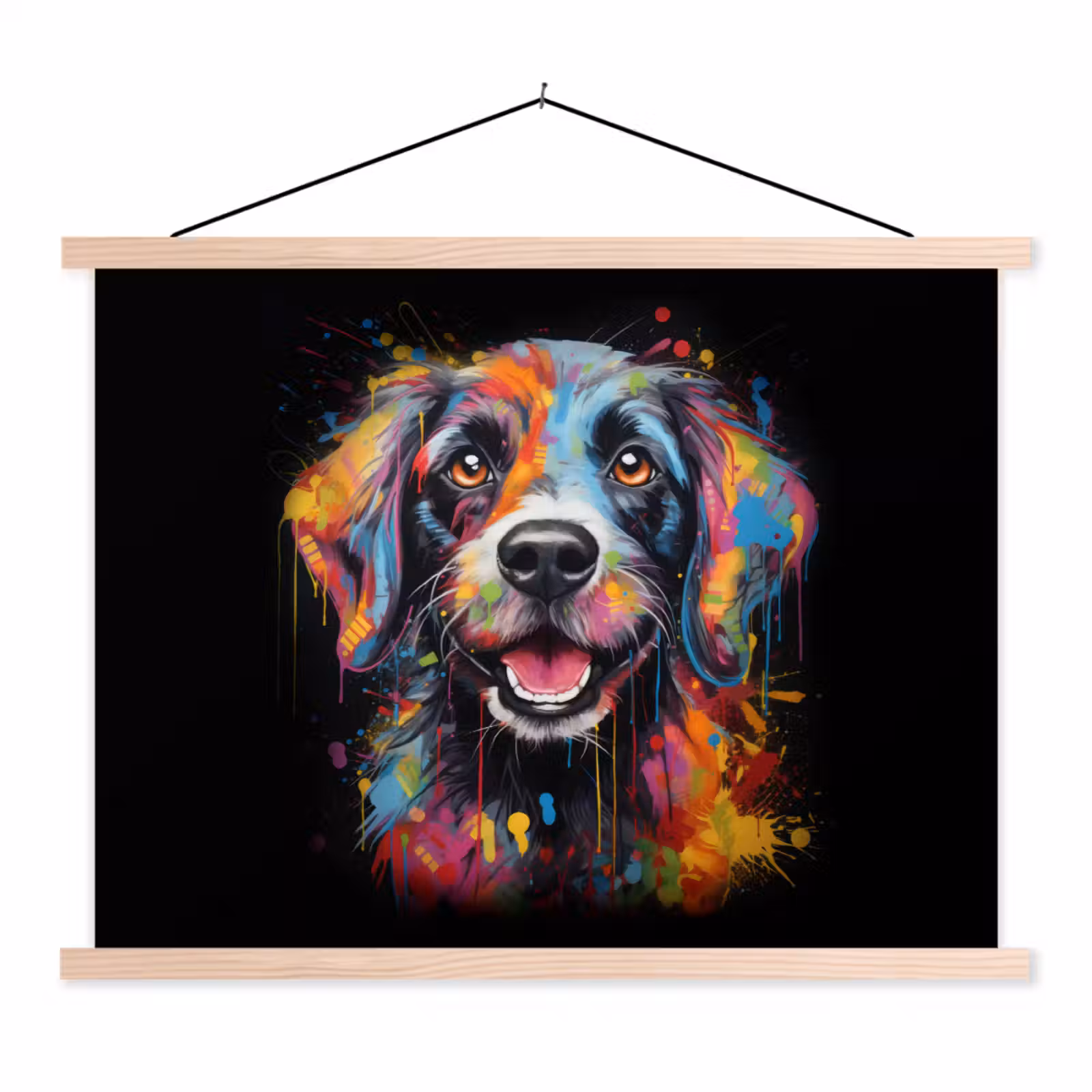 Schoolplaat - Graffiti - Hond - Zwart - Kleuren — 1