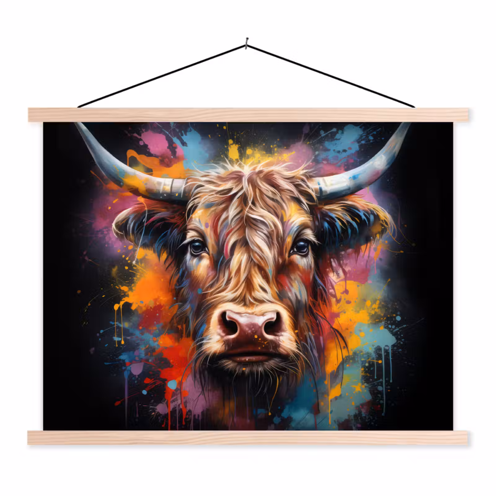 Schoolplaat - Graffiti - Schotse hooglander - Zwart - Koe — 1