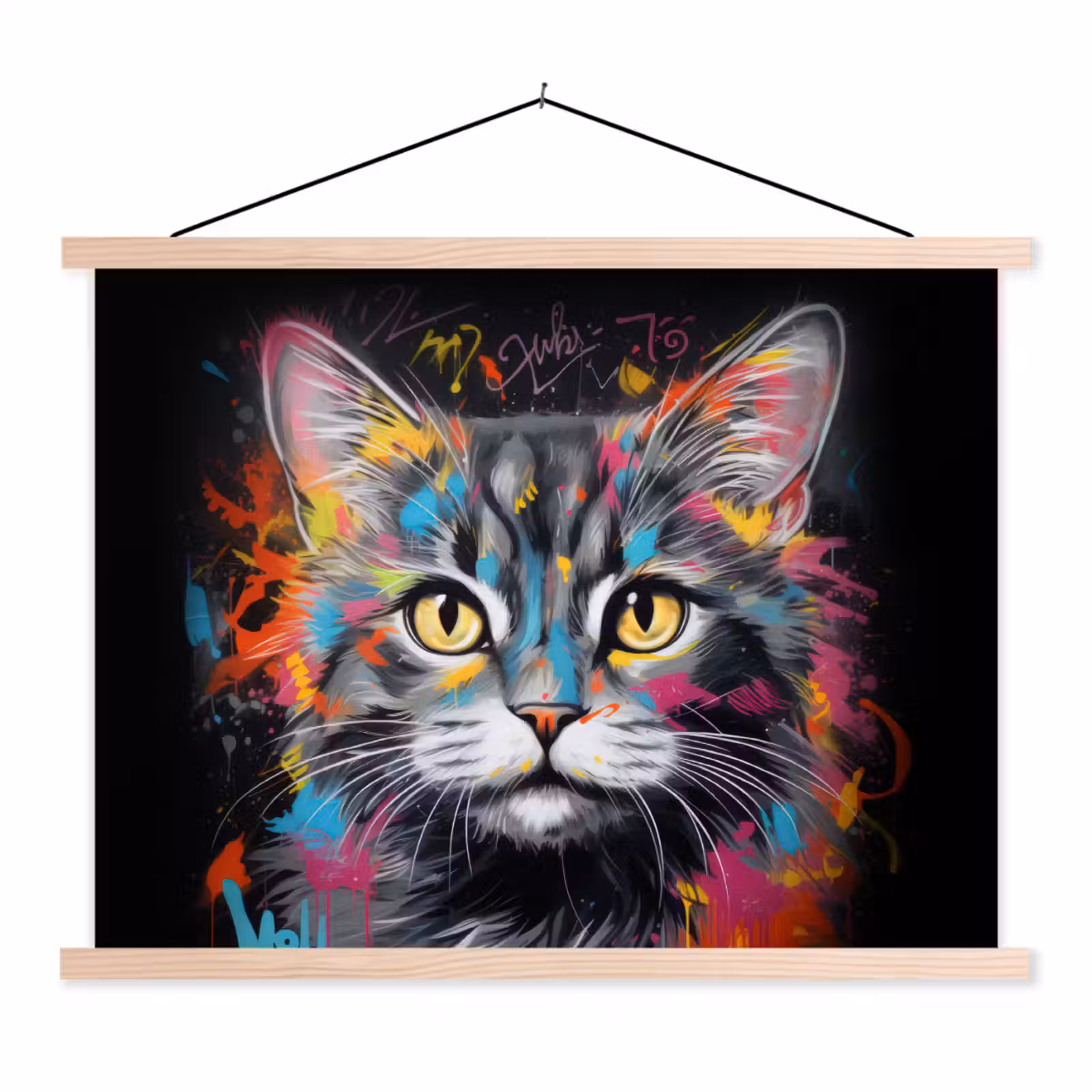 Schoolplaat - Kat - Graffiti - Dieren - Kleuren - Grijs — 1